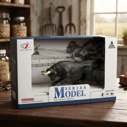 Figura Toro Bravo Negro Coleccionable Animal Series Model